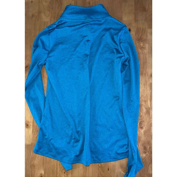 Victoria's Secret Pink Ultimate Jacket S Teal 1/2 Zip Thumb Holes Spell Out Logo - Picture 7 of 8